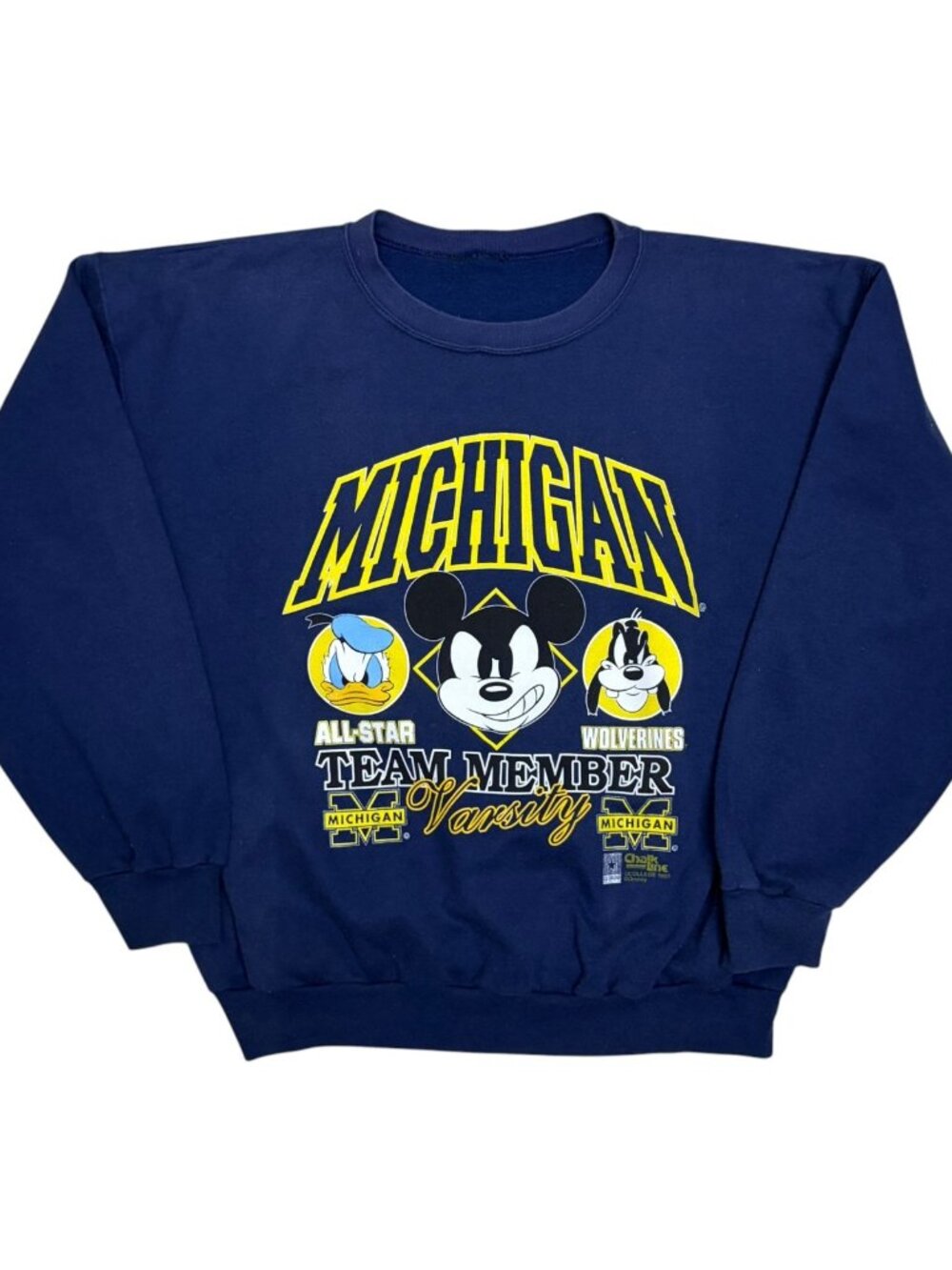 MICHIGAN DISNEY Sweater Vintage 90s Mickey Mouse Sweatshirt College Football XL